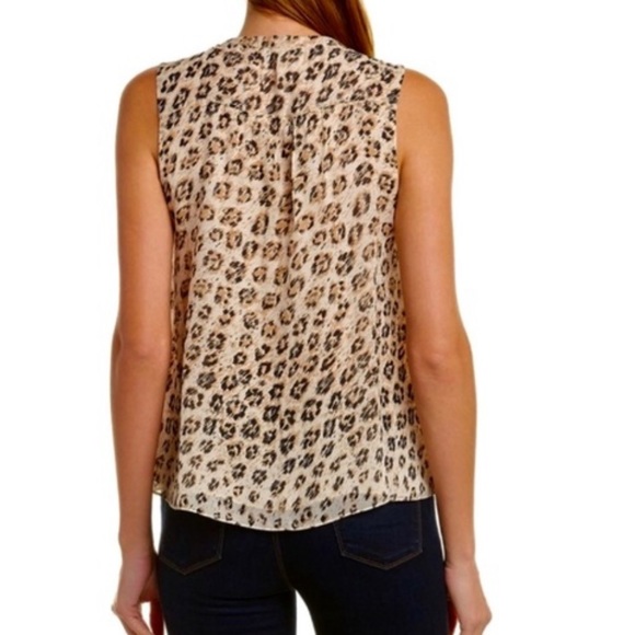 NWT JOIE Corie Silk Abstract Leopard Print Smocked Sleeveless Tank Top - XS - Picture 2 of 16